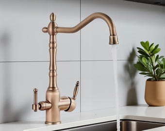 Solid Brass Kitchen Sink Faucet , Purified Water Mixer Tap