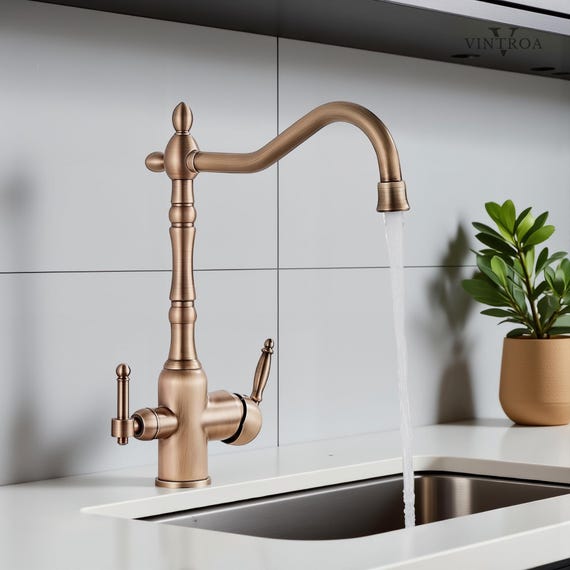 Solid Brass Kitchen Sink Faucet , Purified Water Mixer Tap