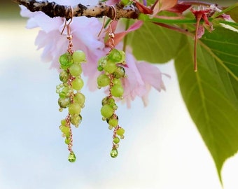 Cluster bright green gem earrings