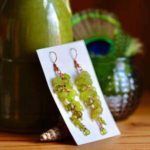 Cluster bright green gem earrings image 2