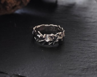 Silberring 925 Damen & Herren Massiv Ring, Strukturiert Handgefertigt Bandring Oxidiert | MinimalistSchmuckEU