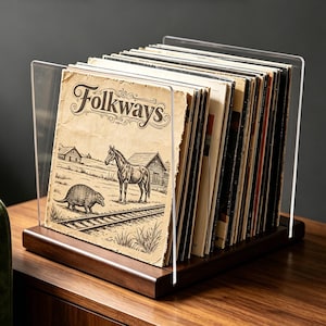 Custom Wooden Vinyl Record Storage, Personalized Engrave Record Holder Display, Anniversary Gift, Couple Gift Idea, Retro Record Stand