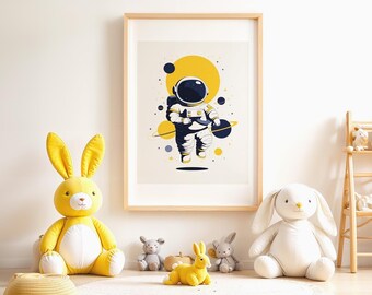 Space Nursery Wall Art Astronaut Print/Kids Room Decor,Playroom,nursey gift, (Digital Download)