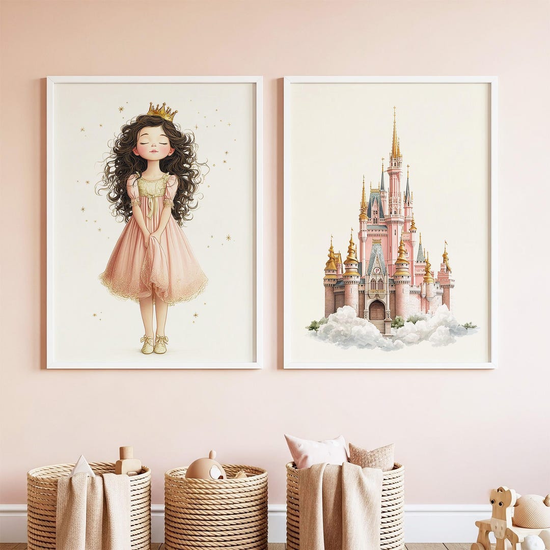 Set of 2 Princess & Castle Wall Art/room Decor,princess Nursery Gif ...