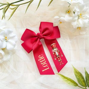 Personalised Christmas Hair Bow | 4 Inch | Multiple Designs