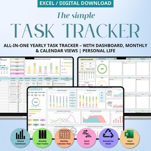 Excel Task Tracker Template | To-Do List, Gantt Chart (Digital Download)