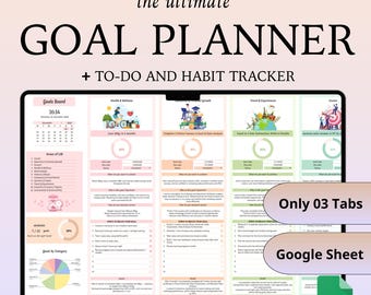 Målplanerare Google Sheet, enkel SMART-mall för målsättning (digital nedladdning)