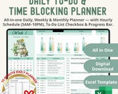 ADHD Excel Planner: Daily, Weekly, Monthly Time Blocking (Digital Download)