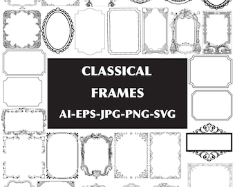 Classic Frames SVG Bundle, Decorative Banners, Emblems (Digital Files)