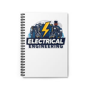 May include: White spiral-bound notebook featuring a colorful graphic of an electrical circuit with a yellow lightning bolt and the words "ELECTRICAL ENGINEERING" in blue and white. The notebook is blank and ready for notes.
