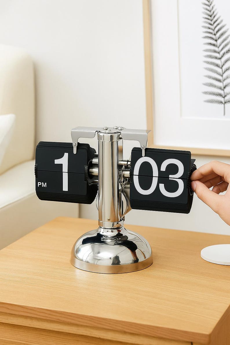 Retro Flip Clock / Flap Clock – Vintage Flap Clock – Modern Metal Desk ...