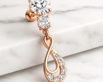 Roségouden oneindige navelpiercing – sprankelende kristallen navelpiercingsieraden voor dames