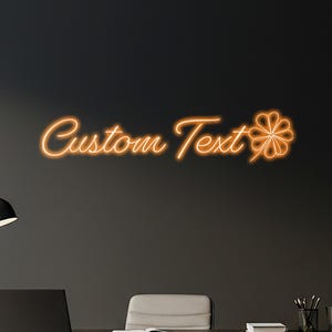 Custom LED Neon Sign, Flower Neon Light, Personalized Text Wall Art