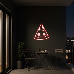 Pizza Slice LED Neon Sign, Fun Wall Light, Restaurant Decor, Pizzeria Decor, Cafe Decor, Kitchen Decor, Party Decor, Game Room Decor
