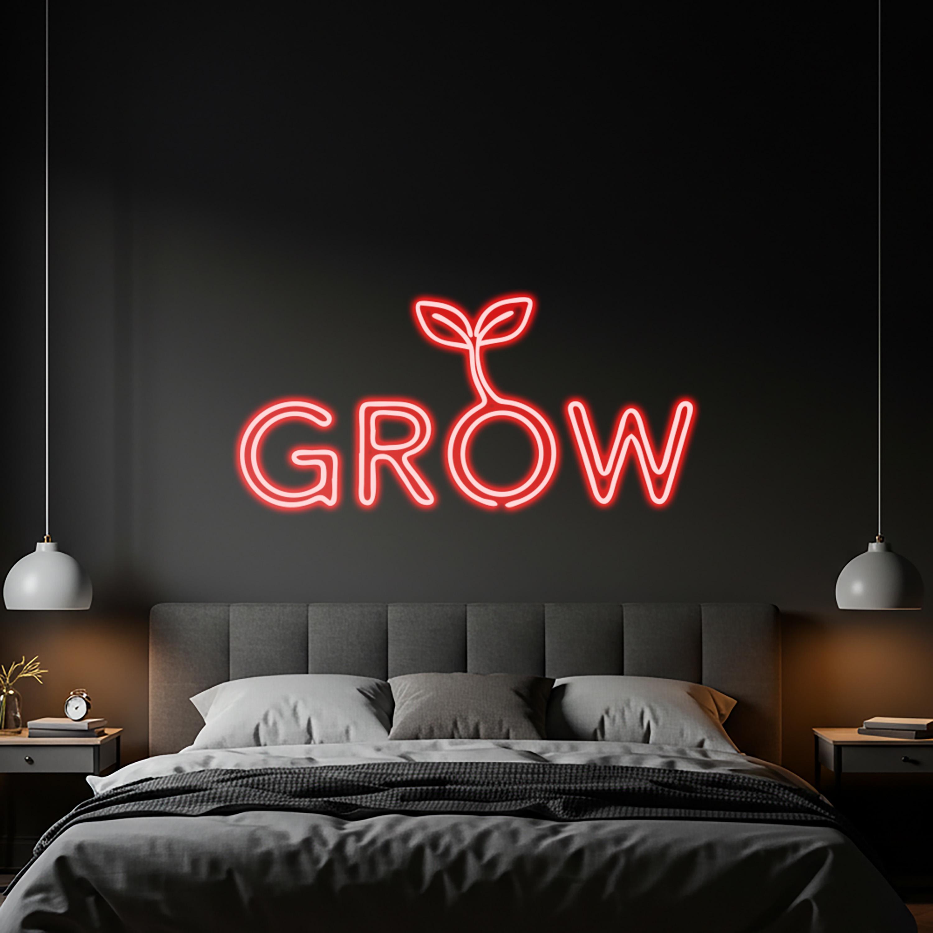 Grow. Sign Color Grow Neon Sign, Sprout LED Wall Light, Plant Lover Decor - Etsy
