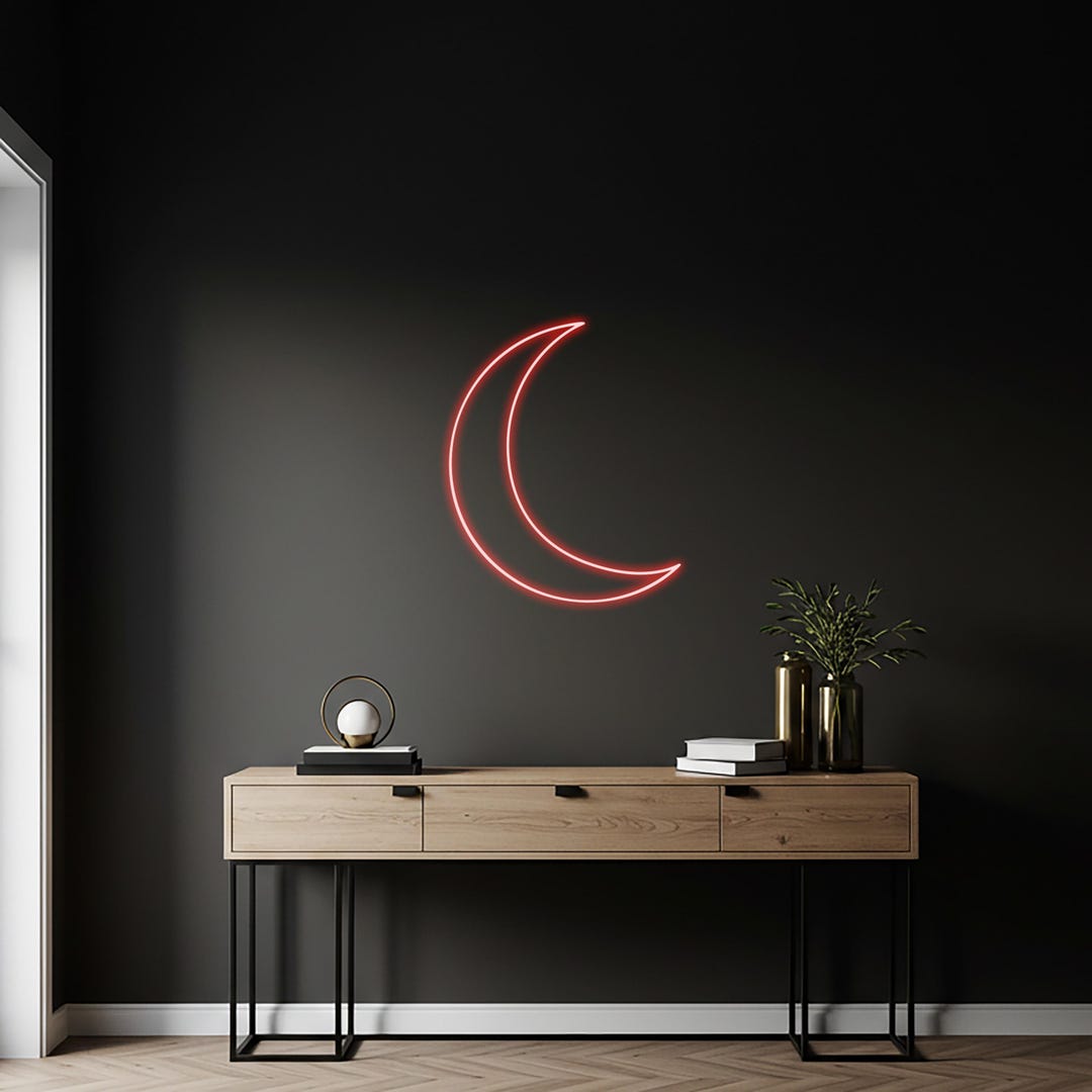 Led Neon Moon Red LED Neon Moon Wall Sign: Celestial Bedroom Decor - Etsy