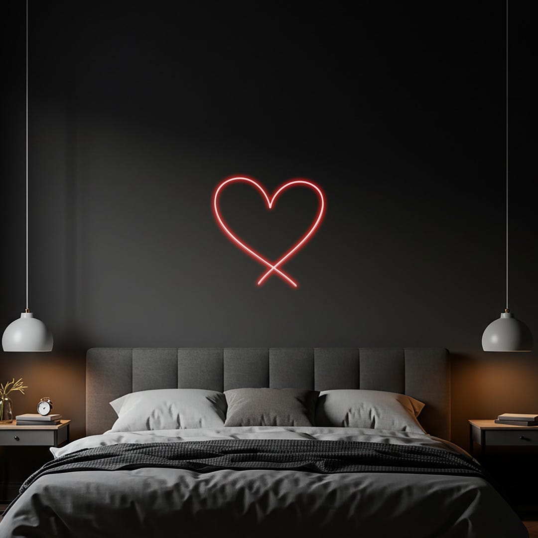 Heart Neon Sign, Romantic Sign, LED Wall Light, Love Neon Decor ...