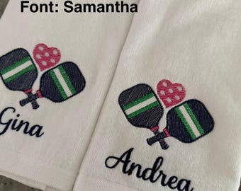 Custom Pickleball Towel | Embroidered Cotton Velour Paddle & Ball Design | Personalized Pickleball Gift | Personalized Pickleball Towel