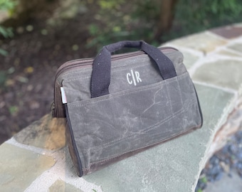 Monogrammed Tool Bag, Embroidered Tool Bag, Waxed Canvas Tool Bag, Father's Day Gift, Personalized Graduation Gift, Heavy Duty Tool Bag