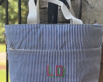 Personalized CB Station Cooler Tote Bag | Custom Embroidered Monogram Cooler | Insulated Beach, Boat, or Picnic Bag Gift