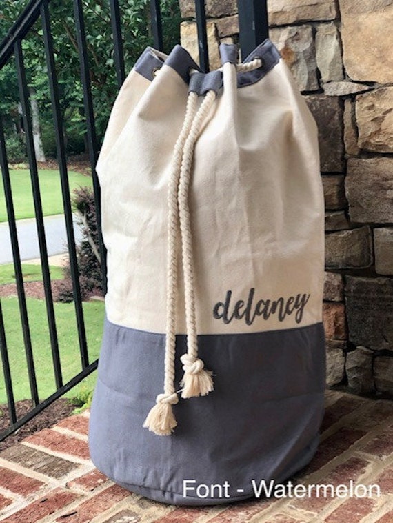 Monogrammed Laundry Bag Personalized Laundry Bag Canvas 