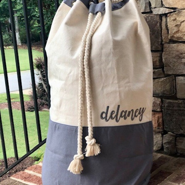 Monogrammed Laundry Bag, Personalized Laundry Bag, Canvas Laundry Bag, Graduation Gift, Camp Laundry Bag, Personalized Laundry Duffel