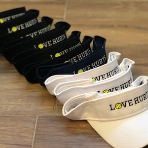 LOVE Hurts tennis visor, Personalized Tennis Visor, Tennis Gift, Tennis Teammate Gift, Tennis Captain Gift, Team Tennis Visors