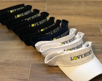 LOVE Hurts tennis visor, Personalized Tennis Visor, Tennis Gift, Tennis Teammate Gift, Tennis Captain Gift, Team Tennis Visors