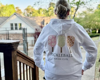 Pickleball Hoodie,  Pickleball Social Club Hoodie, Soft Cotton Hoodie, Pickleball Sweatshirt, Cute Pickleball Gift, Girly Pickleball Shirt