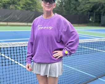 Embroidered Tennis Sweatshirt, Corded Crew,  Tennis Gift, Tennis Captain Gift