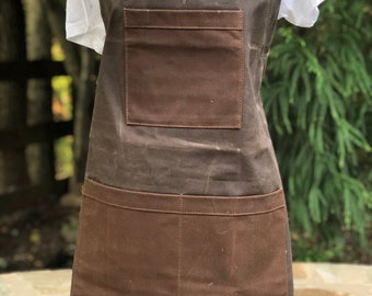 Monogrammed Waxed Canvas Apron, Heavy Duty Apron for Men, Grilling Apron, Personalized Apron for Dad, Custom Embroidered Apron, Father's Day