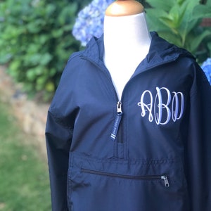Monogrammed Youth Windbreaker, Youth Windbreaker, Charles River Pack N Go Pullover, Monogrammed Boy's Jacket, Personalized kids jacket