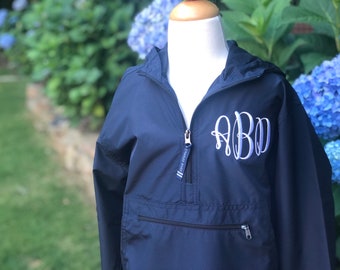 Monogrammed Youth Windbreaker, Youth Windbreaker, Charles River Pack N Go Pullover, Monogrammed Boy's Jacket, Personalized kids jacket