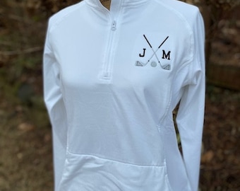Monogrammed Golf Sweatshirt, Quarter Zip Embroidered Golf Jacket, Golf Team Jackets, Embroidered Golf Gift, Dri-Fit Golf Pullover