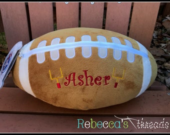 Monogrammed Football Pillow, Embroidered Pillow, Personalized Football