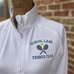 Monogrammed Tennis Sweatshirt, Quarter Zip Embroidered Tennis Jacket, Tennis Team Jackets, Embroidered Tennis Gift, Dri-Fit Tennis Pullover image 2