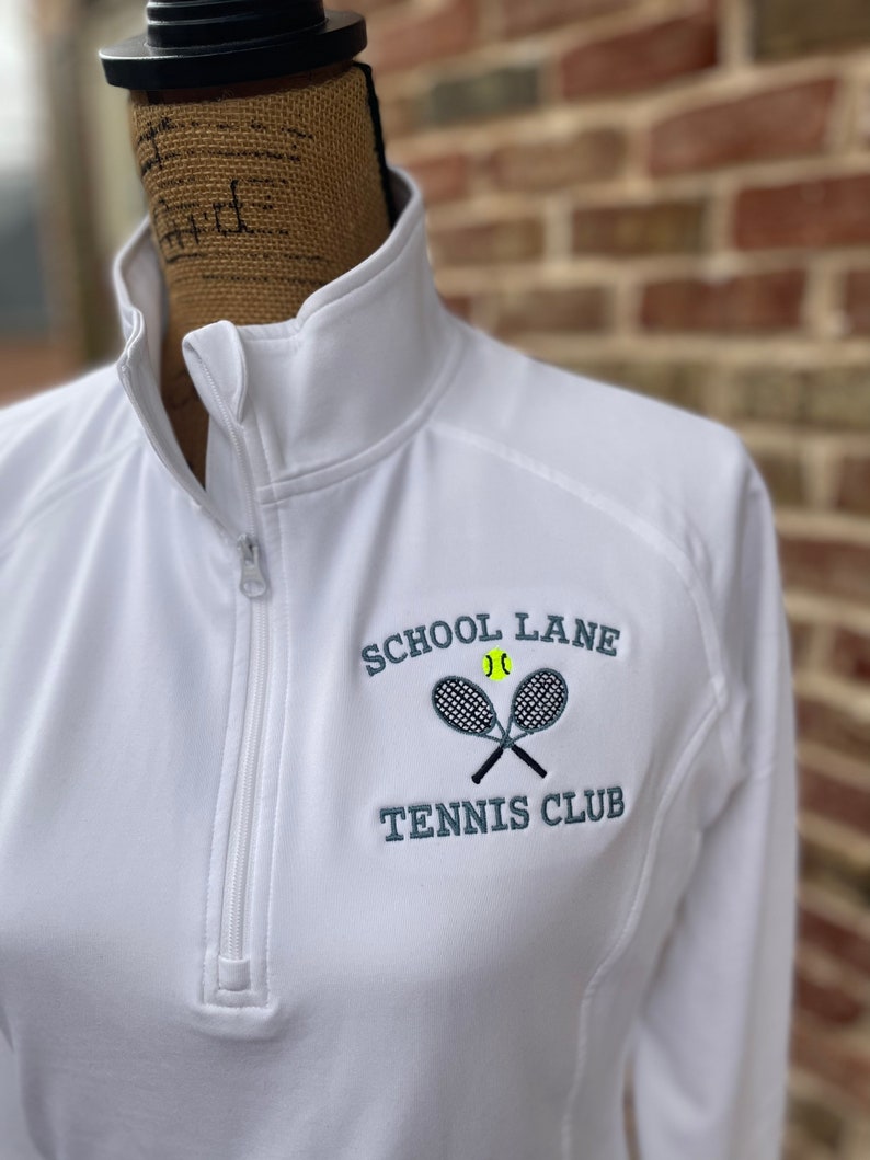 Monogrammed Tennis Sweatshirt, Quarter Zip Embroidered Tennis Jacket, Tennis Team Jackets, Embroidered Tennis Gift, Dri-Fit Tennis Pullover image 2