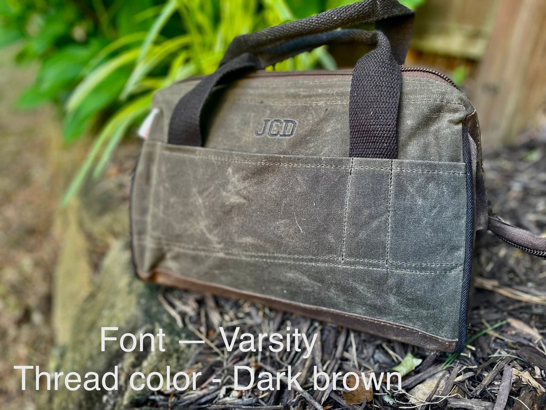 Monogrammed Tool Bag Embroidered Tool Bag Waxed Canvas Tool Etsy