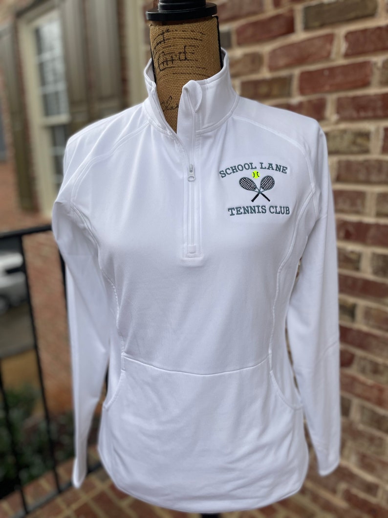 Monogrammed Tennis Sweatshirt, Quarter Zip Embroidered Tennis Jacket, Tennis Team Jackets, Embroidered Tennis Gift, Dri-Fit Tennis Pullover image 3