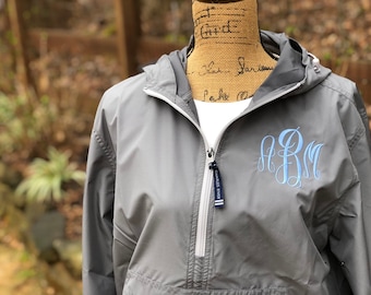 Monogram Windbreaker, Monogrammed Pullover, Charles River Pack-N-Go Pullover, Wind break monogrammed, Lightweight Personalized pullover