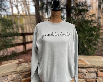 Pickleball Sweatshirt Embroidered, Tennis Sweatshirt, Pigment Dyed Tennis Sweatshirt, Tennis Gift for women, Oversized sweatshirt