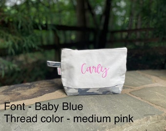 Monogrammed Cosmetic Bag for Women, Personalized Makeup Bag, Bridesmaid Cosmetic Bag, Embroidered Makeup Bag,  Bridesmaid Gift