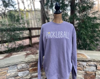 Tennis or Pickleball Sweatshirt, Embroidered Tennis Sweatshirt, Pigment Dyed Tennis Sweatshirt, Tennis Gift for women, Oversized sweatshirt