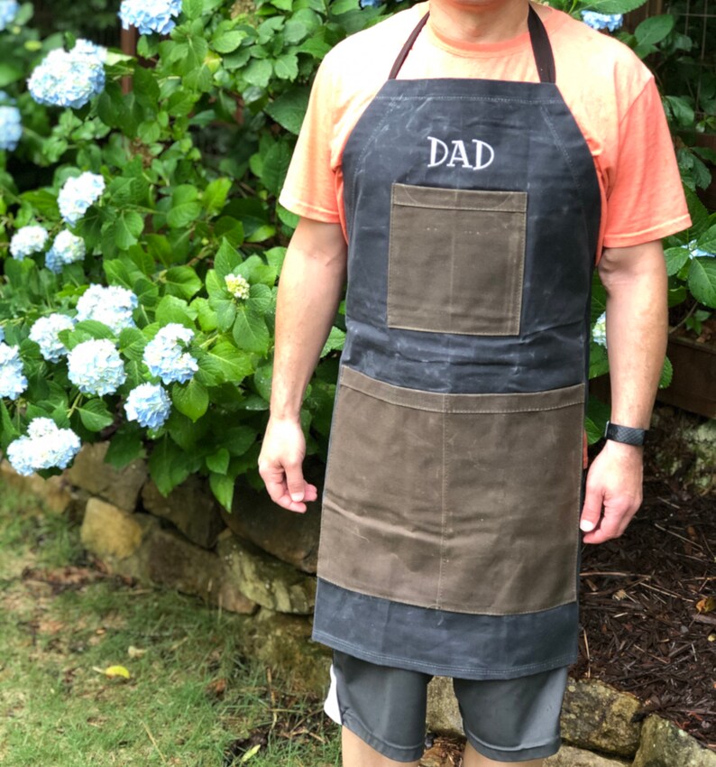 Monogrammed Waxed Canvas Apron Heavy Duty Apron for Men Etsy