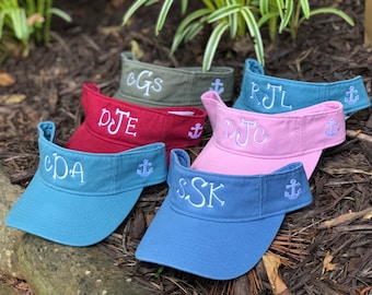 Monogrammed Pigment Dyed Visor,  Personalized Visor, Girls Weekend Gift, Bridesmaid Gift, Teacher Gift, Personalized Pigment Dyed Visor