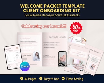 Editable Canva Client Welcome Packet Template: Onboarding Social Media Managers & Virtaul Assistants (Digital Download)