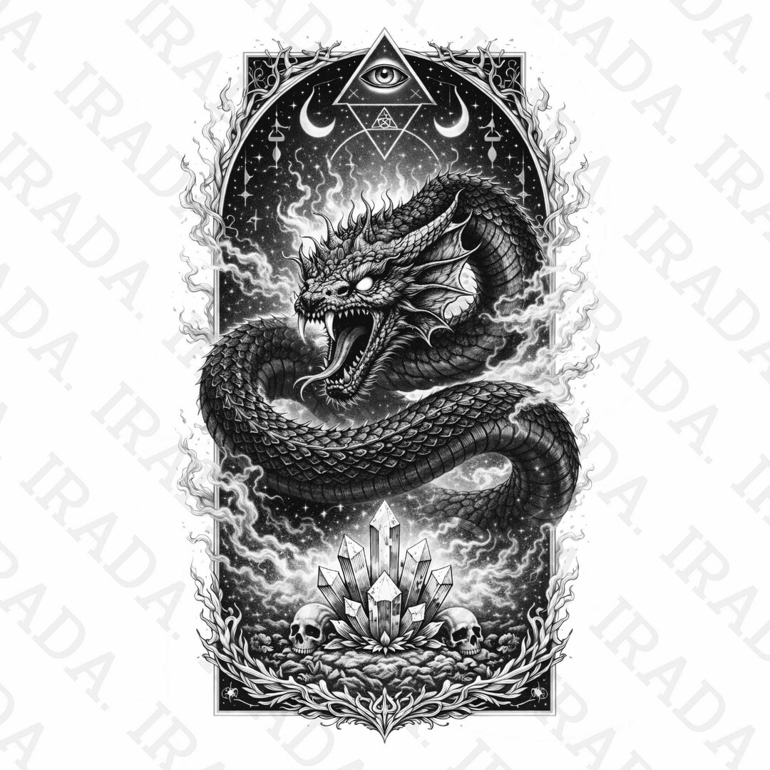 Oriental Dragon PNG, Dark Serpent Spirit Illustration, Gothic Asian ...