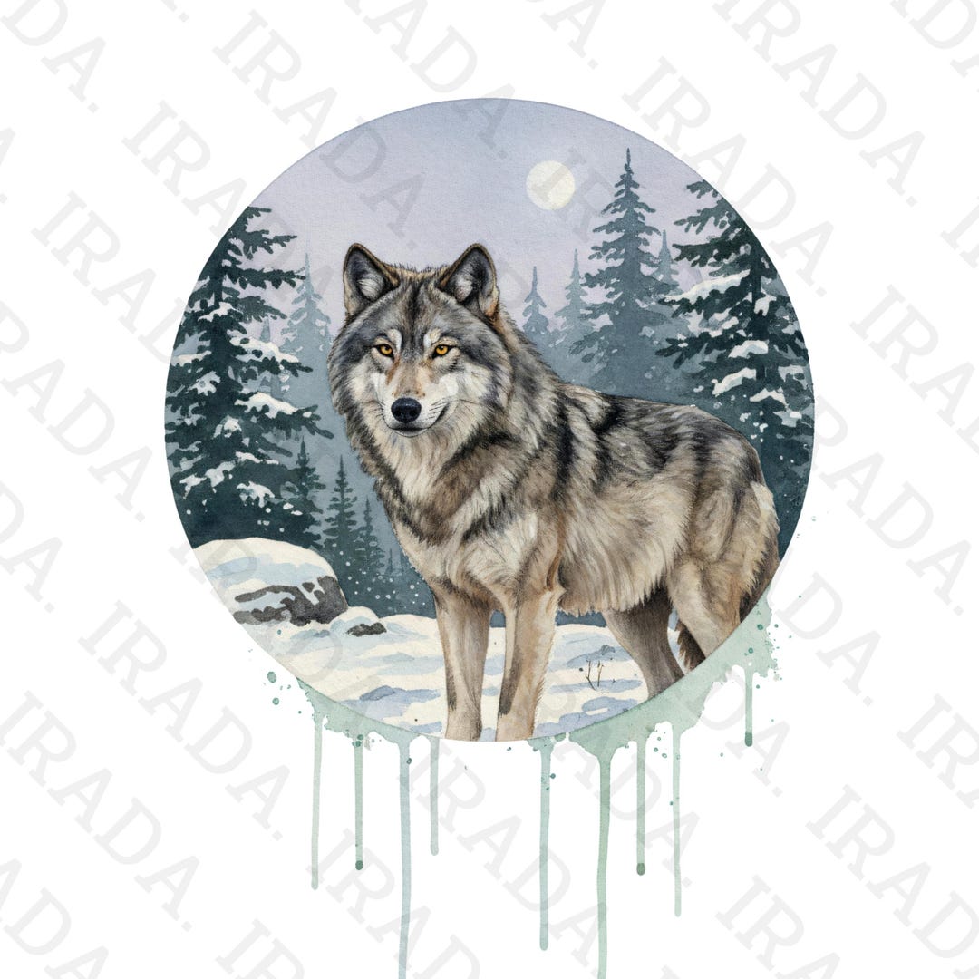 Watercolor Wolf Clipart, Forest Wolf Png for Sublimation, Winter ...