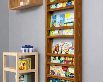 Libreria per bambini in legno di pino fatta a mano, libreria da parete per cameretta dei bambini