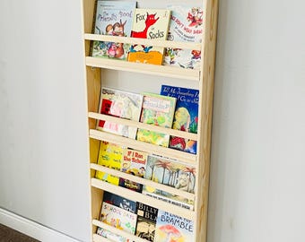 Geen vallende boeken ontwerp natuurlijke vlek 4-laags massief grenenhout Montessori kinderboekenplank wandmontage